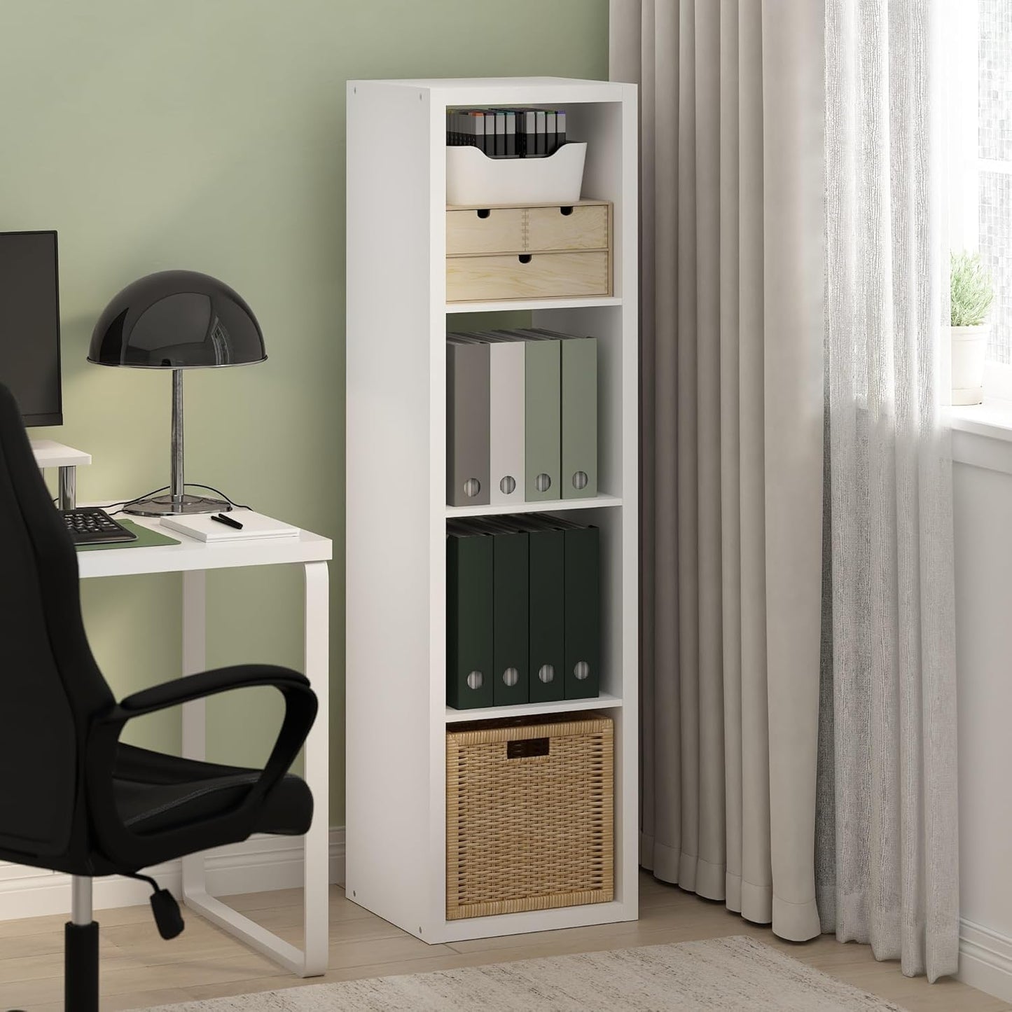 Furinno Cubicle Open Back Decorative Verticle Cube Storage Organizer, 4-Cube, White