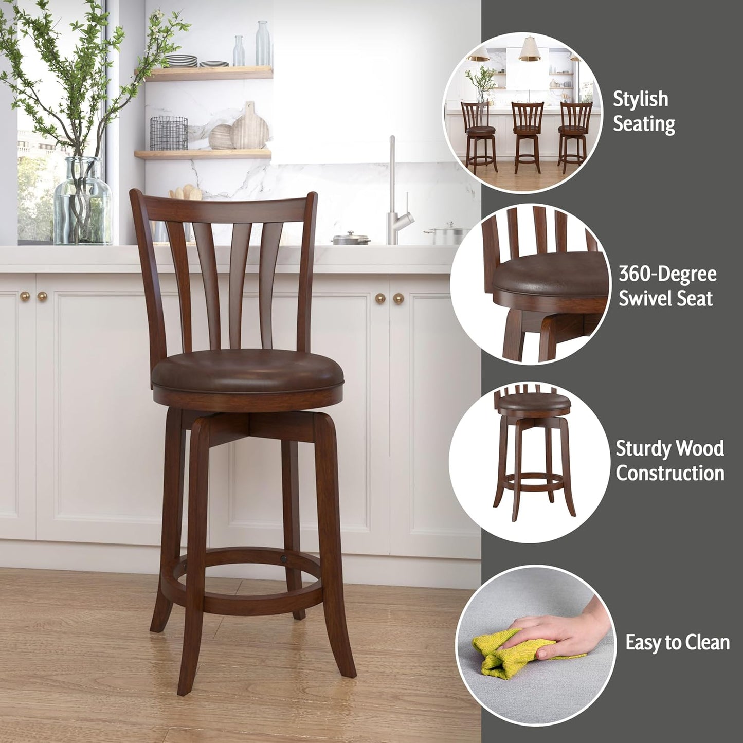 Hillsdale Savana Swivel Counter Stool, Cherry