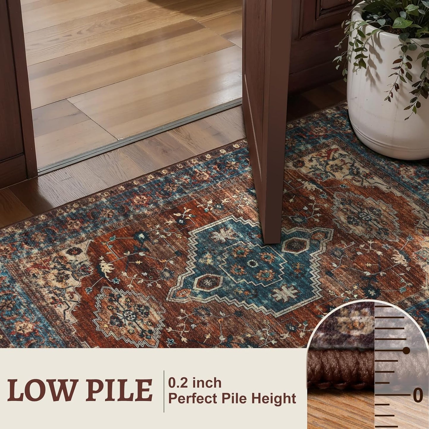 Tangsoo Washable Entryway Rugs 2x3 Vintage Non Slip Small Area Rug, Indoor Front Door Rug, Print Distressed Door Mat Indoor Entrance Soft Low Pile Throw Rug for Entry Kitchen Bedroom Bathroom