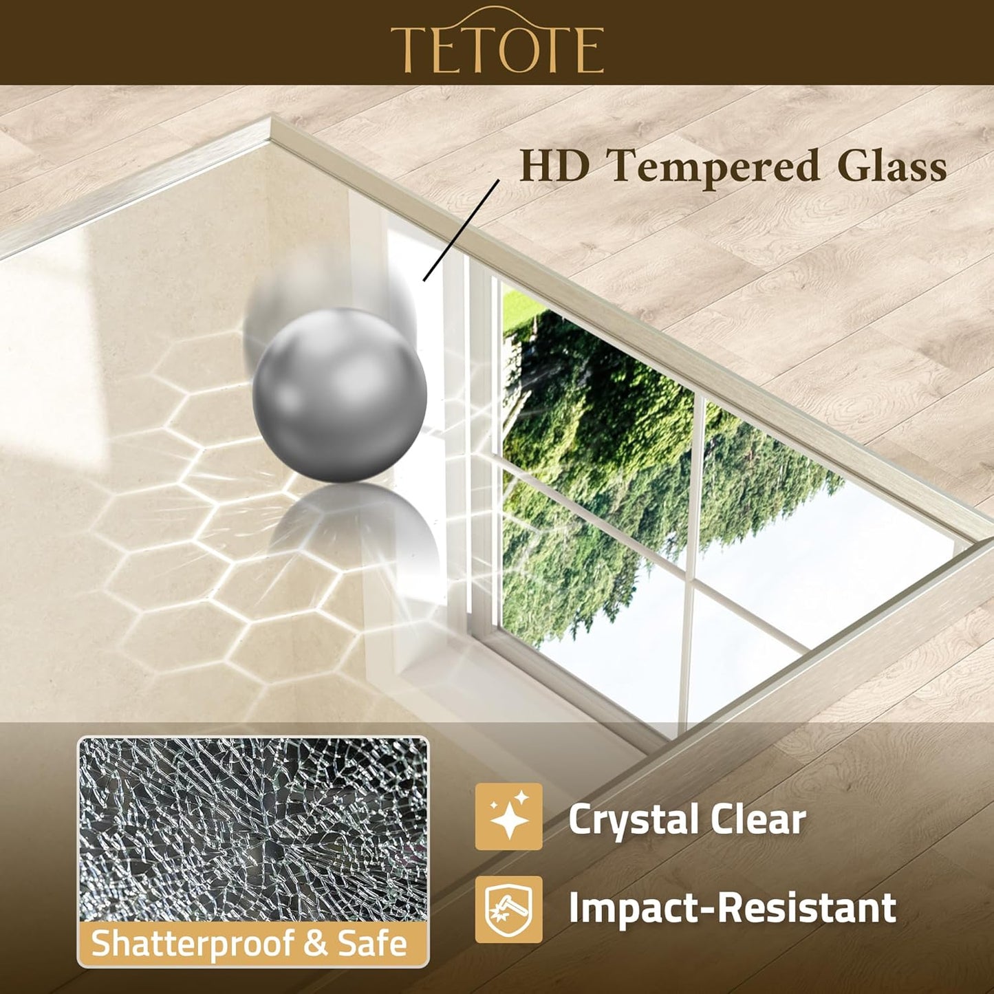 TETOTE Brushed Nickel Mirror for Bathroom Sink 24" x 36" Beveled Frame Brushed Nickel Vanity Rectangle Mirror for Bathroom Wall, Modern Farmhouse, Tempered Glass, Shatterproof, Stronger Frame
