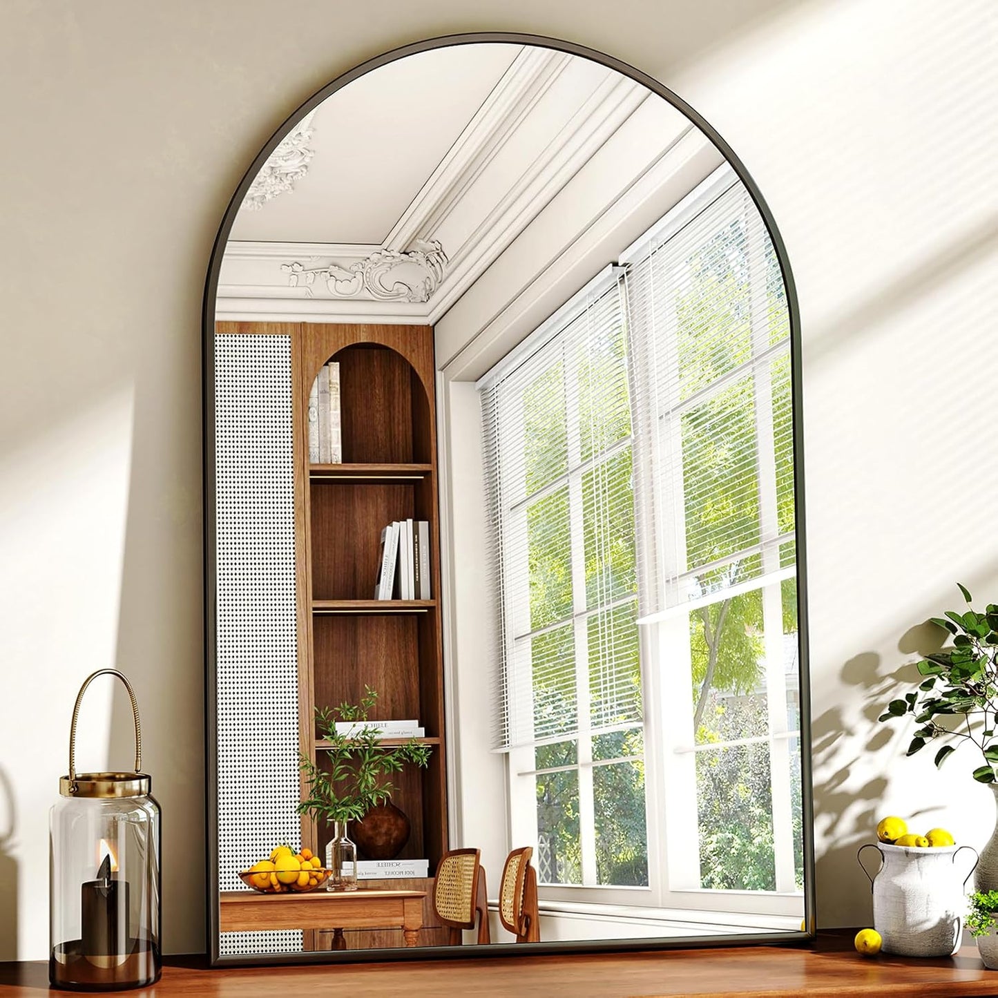 24"x36" Black Arched Bathroom Mirror - Wall Mirror for Bathroom, Metal Frame Vanity Mirror, Dresser Mirror, Arch Decorative Mirrors for Living Room, Bedroom, Entryway, Mantle