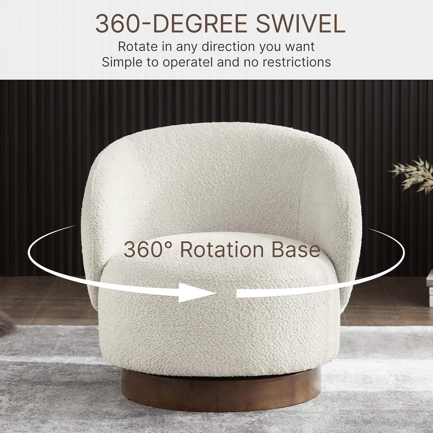 Swivel Accent Chair Round Barrel Armchair Upholstered Performance Fabric for Living Room Bedroom Waitingroom,1 Box,Cream