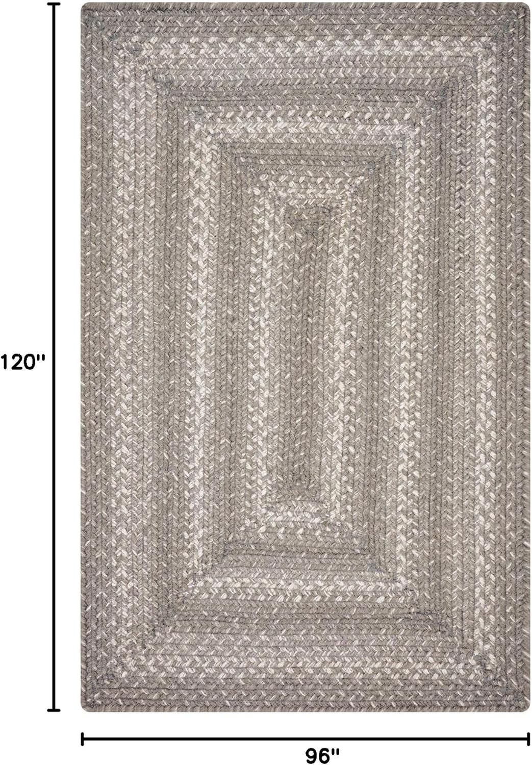 Homespice Grey Cloud Jute Braided Area Rugs, 8x10' Rectangle - Grey, Warm Farmhouse Decor, Perfect for Living Rooms, Dining Areas and Bedrooms - Pet Friendly and Easy to Clean