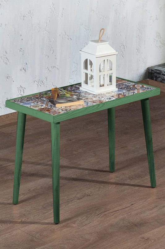Comfyt Coffee Table, Side Table, End Table, Nightstand Nesting Table Plant Stand Bedside Table Accent Table Home Essentials Wood Tiled Top Rustic Table Ceramic Tiles Mexican Tile Table