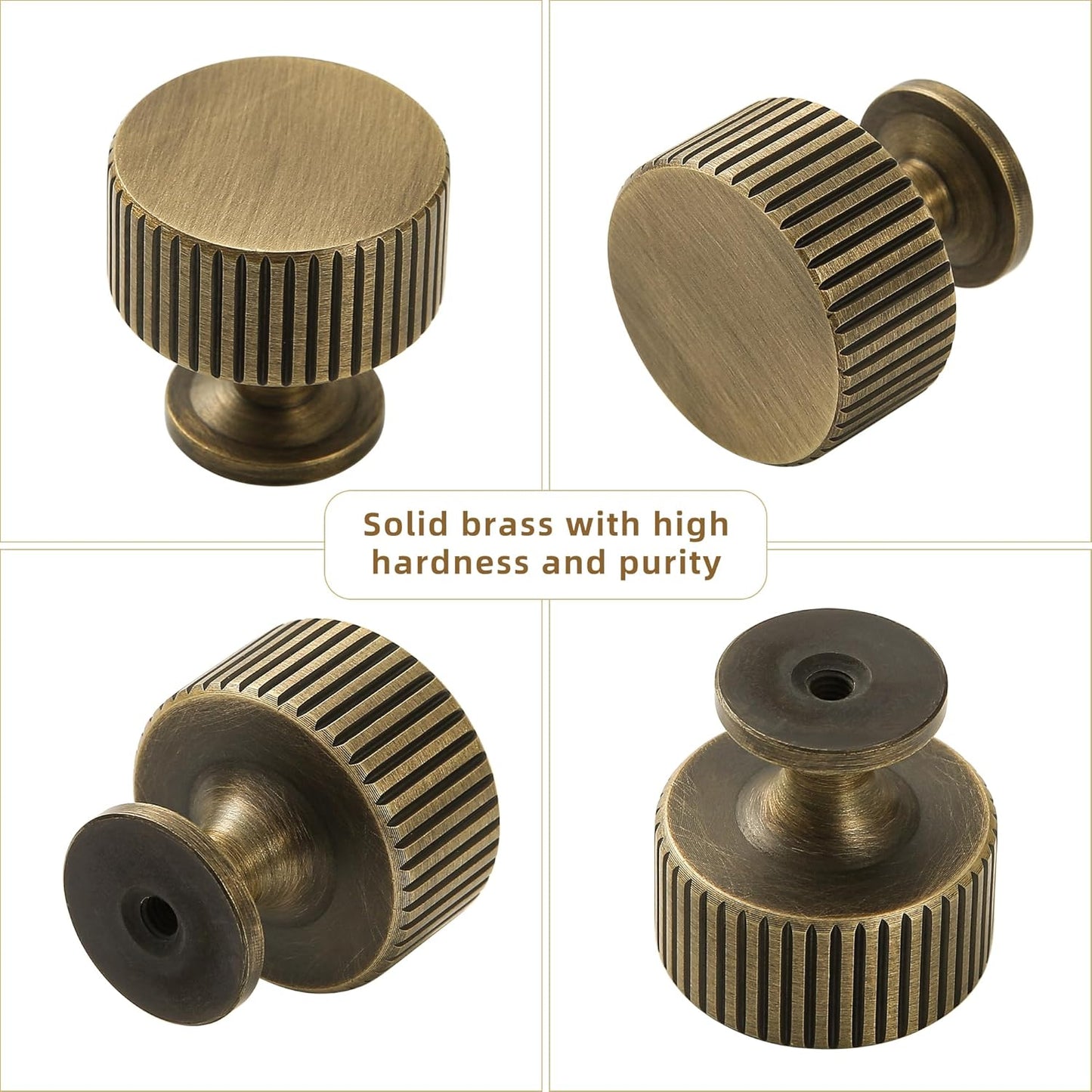 Antique Brass Cabinet Knob - Brush Gold Dresser Drawer Knob 2 Pack, Brass Handles for Bathroom Bedroom Closet Wardrobe,Furniture Hardware pulls