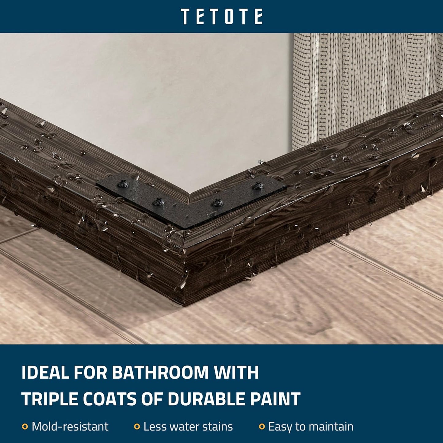 TETOTE 24 x 32 Black Wood Framed Mirror for Bathroom Wall/Bedroom/Living Room/Entryway Farmhouse Rustic Bathroom Vanity Mirror Waterproof (Horizontal/Vertical Mounted)