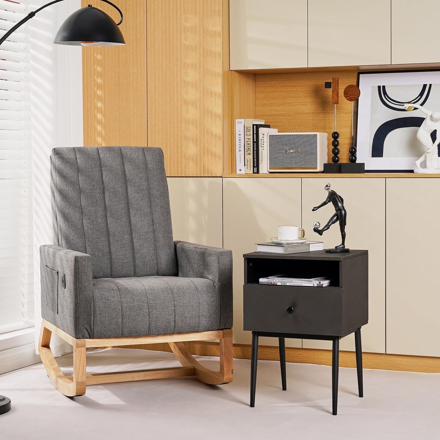 VECELO Modern Nightstands Set of 2,Square End Side Table with Drawer and Storage Space for Bedroom and Living Room
