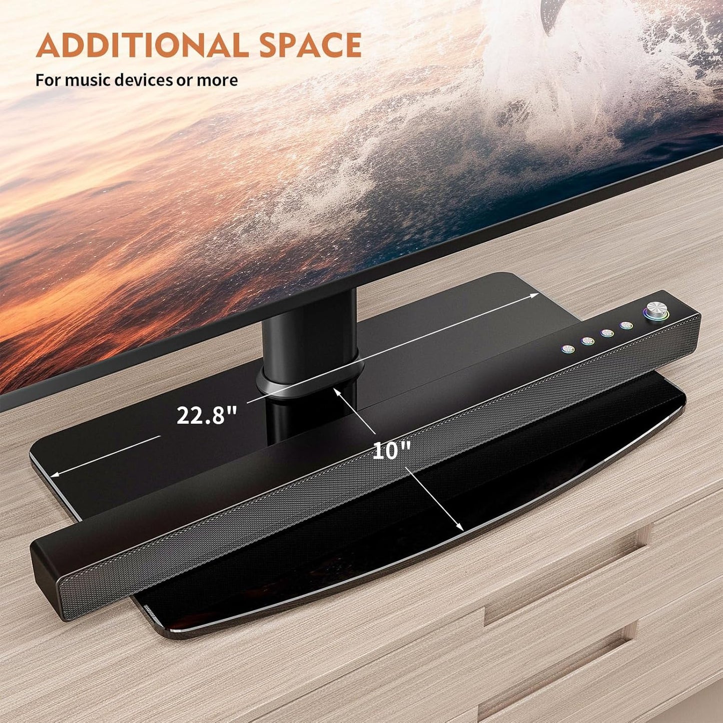 Universal TV Stand/Base Tabletop TV Stand with Wall Mount for 40 to 86 inch 5 Level Height Adjustable, Heavy Duty Tempered Glass Base, Holds up to 132lbs Screens, HT03B-003