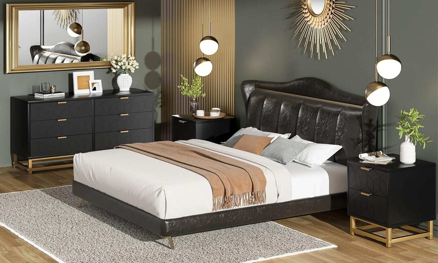 GAOMON Black 2 Drawer Dresser, Small Dresser＆Chest of Drawers, Modern Nightstand for Bedroom, End Table with Drawer for Living Room, Hallway, Entryway