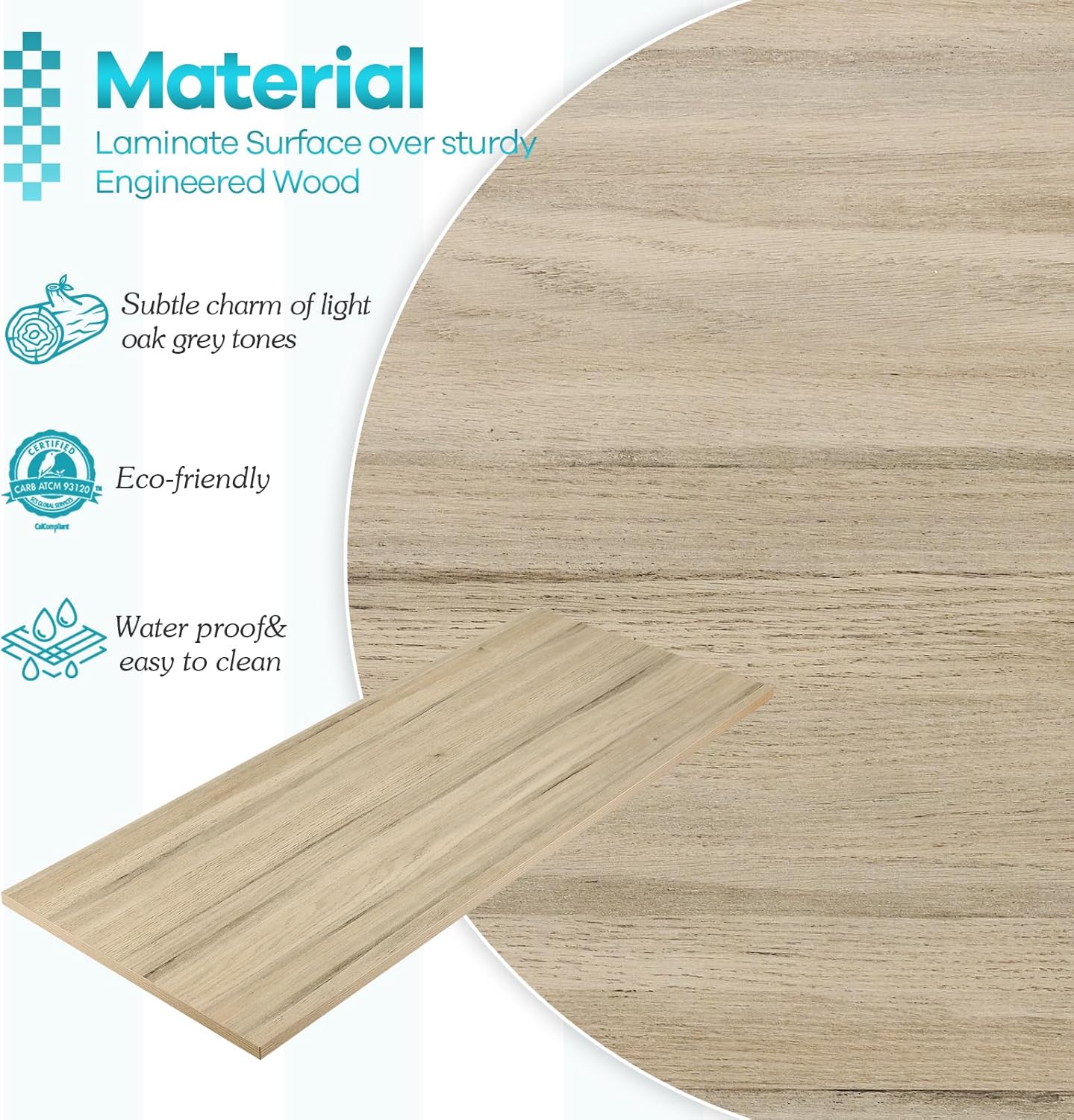 Kaboon Universal Tabletop 40"x18", Solid One-Piece Melamine Table Top, Double Desk L-Desk Floating Desk DIY, Home and Office Countertop, Oak/Grey Tone