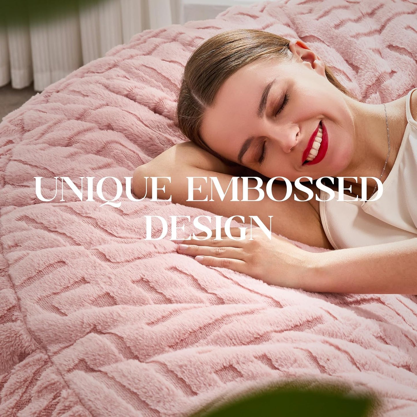 Hobestluk Bean Bag Chairs Adults Beanbag Chair with Filler Large Bean Bags with Fluffy Embossed Cover, Giant Bean Bag Chairs for Adults (Pink, 3FT - 36” x 36” x 22”)