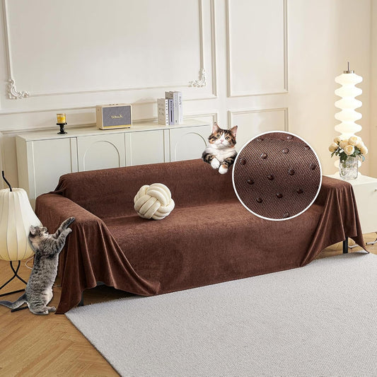 MYSKY HOME Sofa Covers Washable Couch Cover for Dogs Sofa Cover Furniture Protector Sofa Slipcovers for Dogs Water Resistant Furniture Protector Cover, Soft Non Slip Sofa Covers, 91" x 134", Chocolate