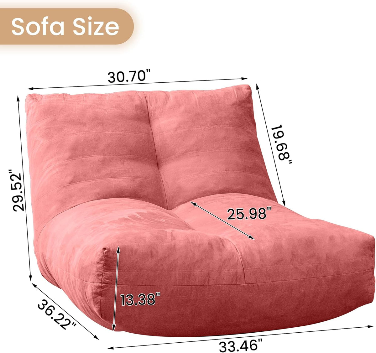 Bean Bag Chair Lazy Bean Bag Sofa, Floor Beanbag Chairs with Stuffed High-Density Foam, Memory Foam Bean Bag Sofa for Living Room, Bedroom and Office
