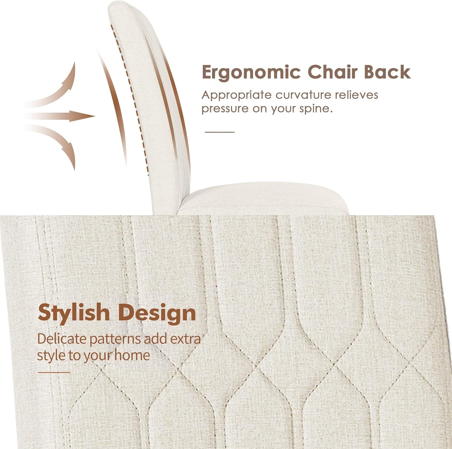 VECELO Upholstered Dining Chairs Set of 6, Modern Accent Parsons with Comfort Seat, Solid Wood Legs w/Rubber Footpads, for Living Room Kitchen, Beige