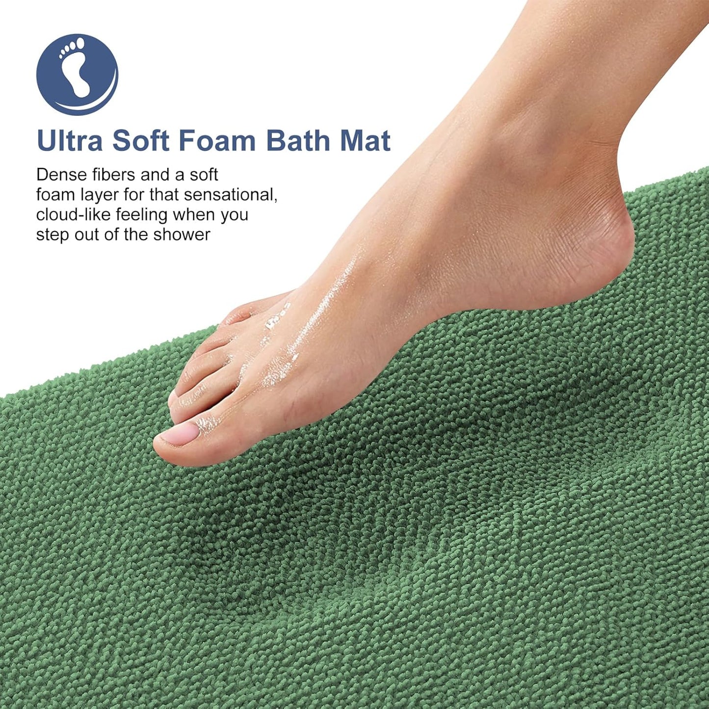 OLANLY Thick Memory Foam Bath Mat Rug 36x24, Extra Soft Absorbent Bathroom Rug, Quick Dry Bath Mats, Non-Slip, Machine Washable Carpet for Bathroom, Tub and Shower, Home Decor Accessories, Olive Green