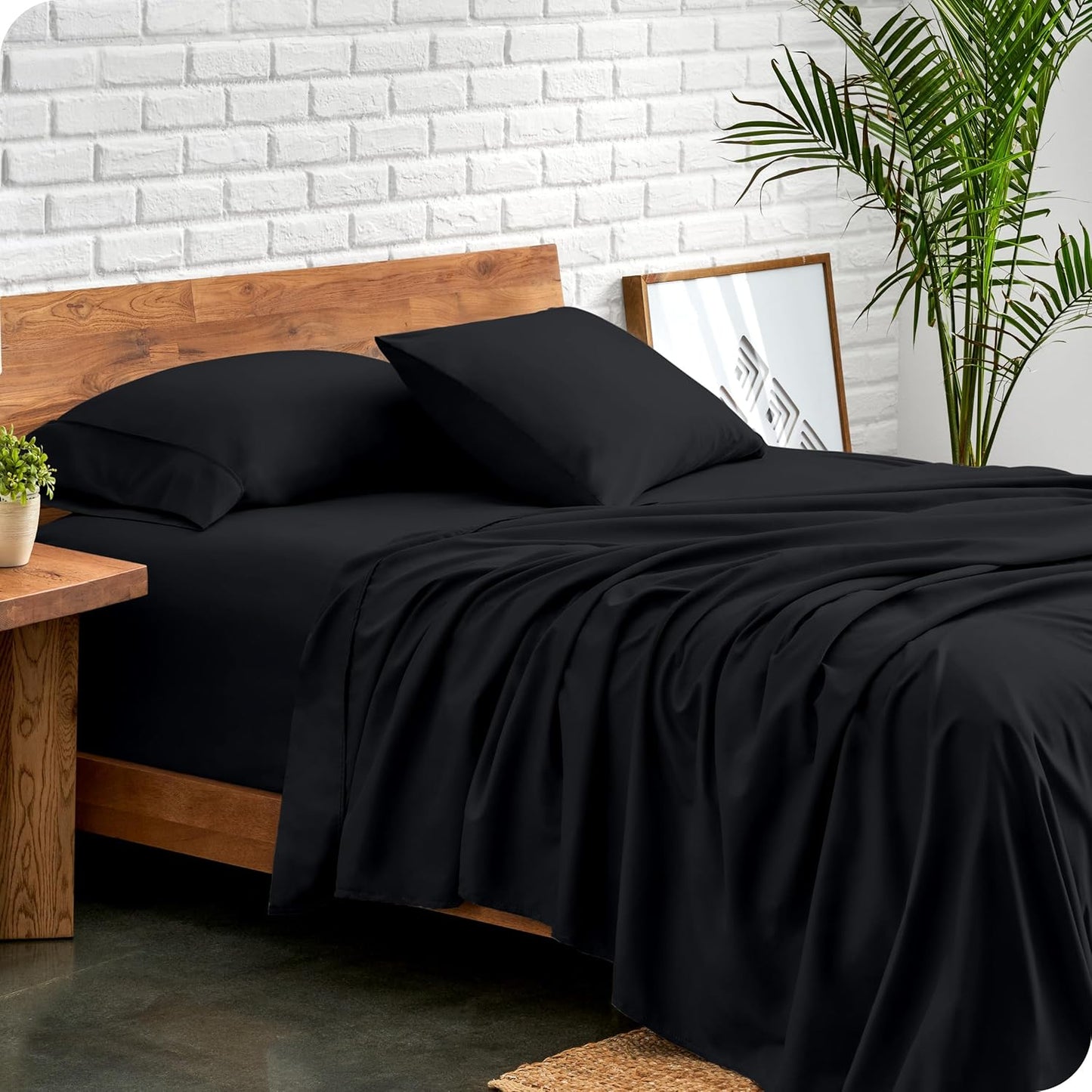 Bare Home King Sheet Set - Luxury 1800 Ultra-Soft Microfiber King Bed Sheets - Double Brushed - Deep Pockets - Easy Fit - 4 Piece Set - Bedding Sheets & Pillowcases (King, Black)