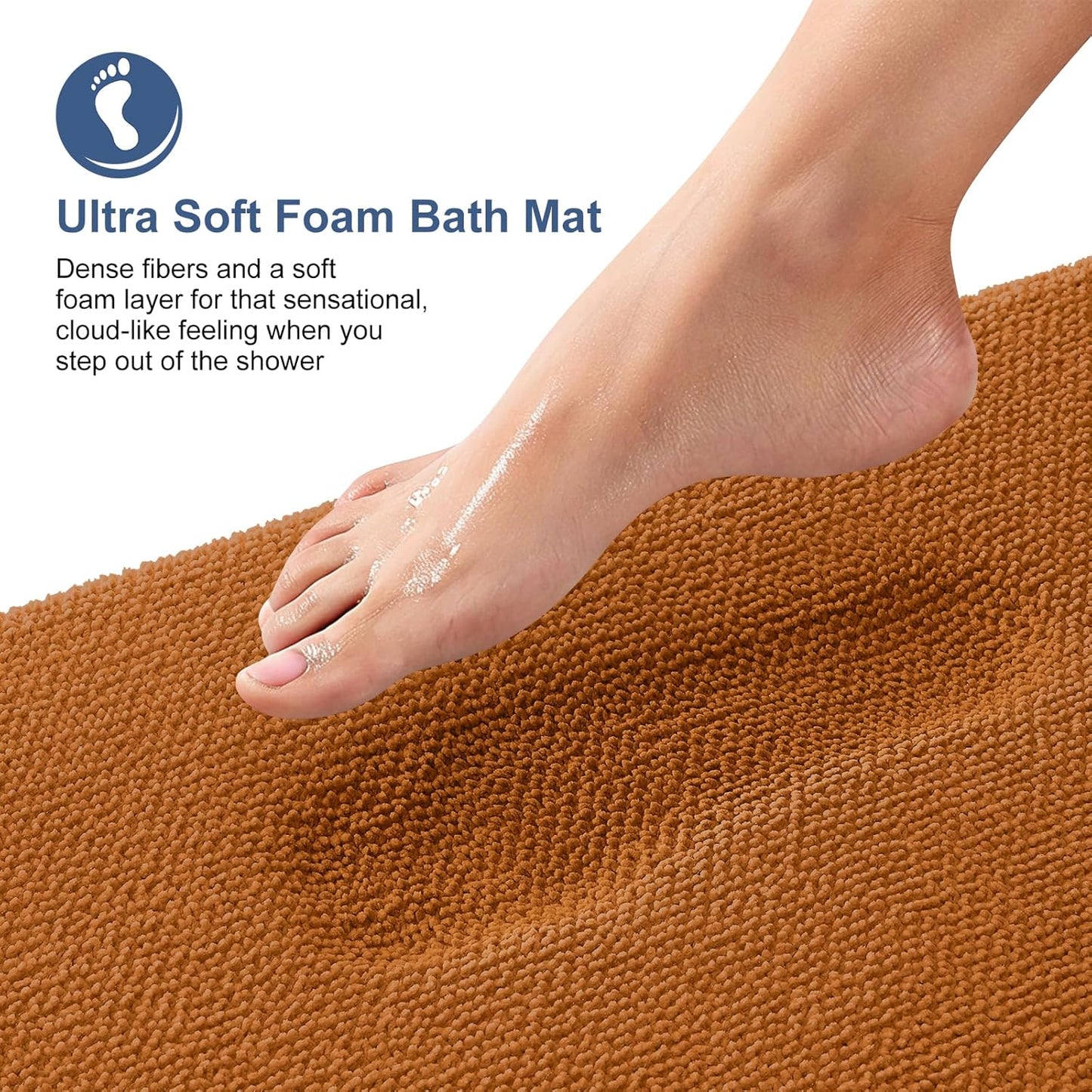 OLANLY Thick Memory Foam Bath Mat Rug 36x24, Extra Soft Absorbent Bathroom Rug, Quick Dry Bath Mats, Non-Slip, Machine Washable Carpet for Bathroom, Tub and Shower, Home Decor Accessories, Ochre