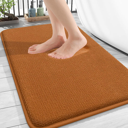 OLANLY Thick Memory Foam Bath Mat Rug 30x20, Extra Soft Absorbent Bathroom Rug, Quick Dry Bath Mats, Non-Slip, Machine Washable Carpet for Bathroom, Tub and Shower, Home Decor Accessories, Ochre