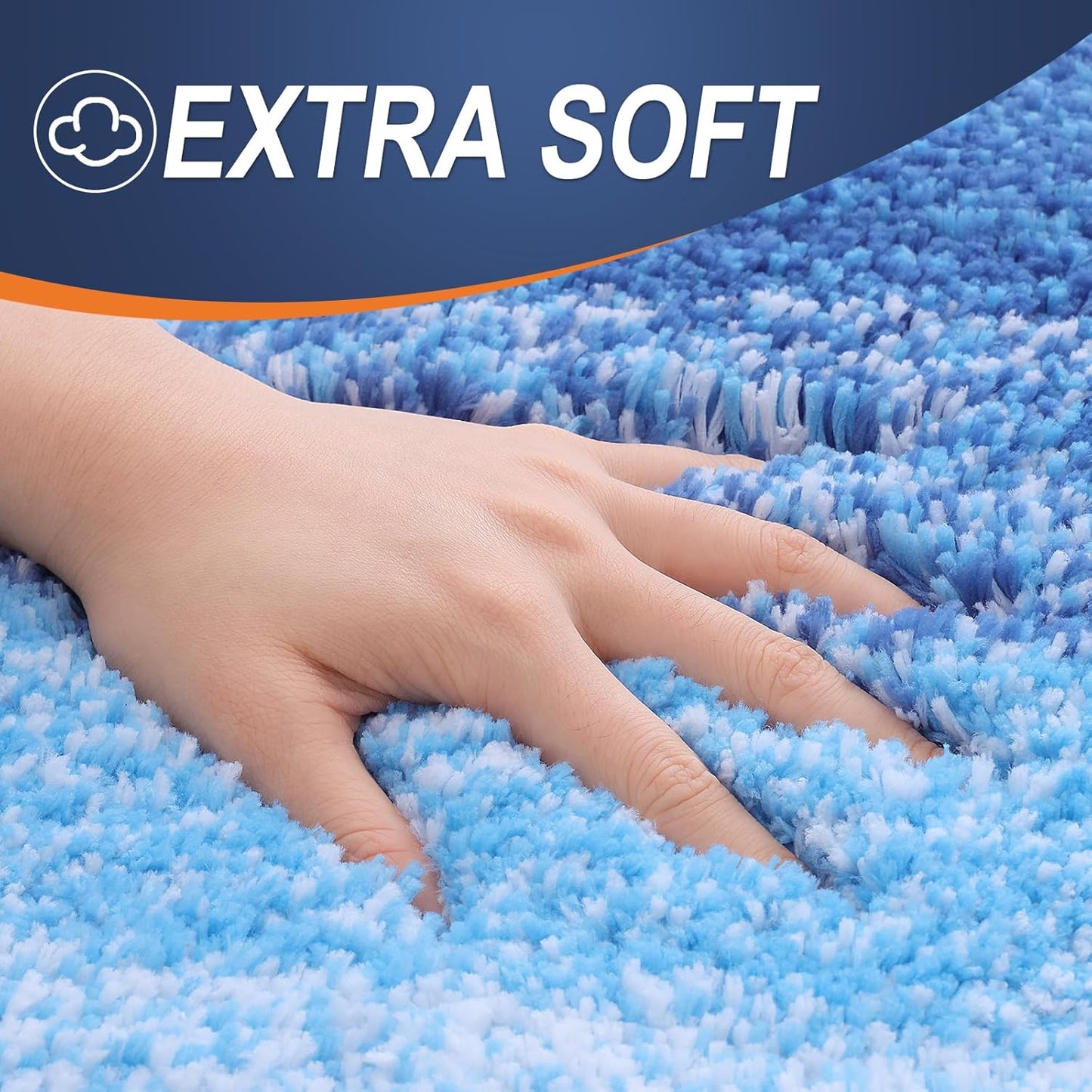 OLANLY Luxury Toilet Rugs U-Shaped 24x20, Extra Soft and Absorbent Microfiber Bathroom Rugs, Non-Slip Plush Shaggy Bath Mat, Machine Wash Dry, Contour Bathroom Mats for Toilet Base, Light Royal Blue