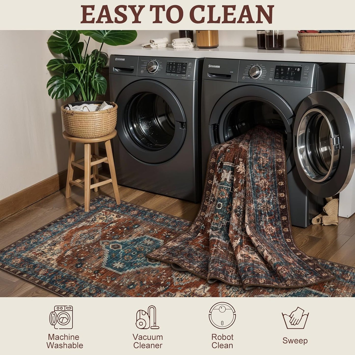 Tangsoo Washable Entryway Rugs 2x3 Vintage Non Slip Small Area Rug, Indoor Front Door Rug, Print Distressed Door Mat Indoor Entrance Soft Low Pile Throw Rug for Entry Kitchen Bedroom Bathroom