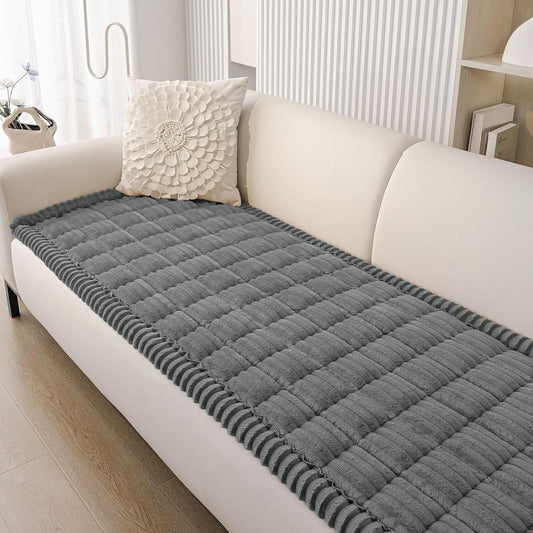 Smiry Couch Cover for Dogs Washable, Non Slip Fuzzy Pet Couch Covers for 3 Cushion Sofa Pet Friendly, Thick Soft Sofa Slipcovers Cushion Protector (Dark Grey, 27.6" x 82.7")