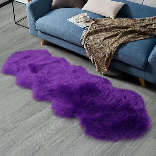 duduta Purple Faux Sheepskin Runner Rugs 2x6 ft, Fluffy Shag Bedroom Rug Fur Sofa Couch Covers Washable