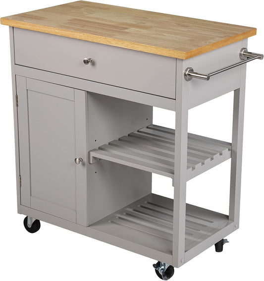 SEI Furniture Rolling w/Storage Kitchen Island, Grey/Natural (AMZ4375211AK)