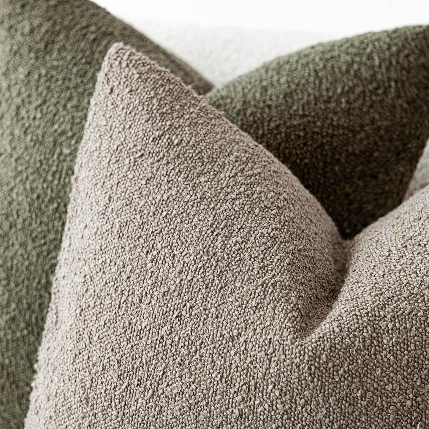 Foindtower Pack of 2 Textured Boucle Throw Pillow Covers Accent Solid Pillow Cases Cozy Soft Decorative Couch Cushion Case for Chair Sofa Bedroom Living Room Home Decor 20x20 Inch Light Taupe