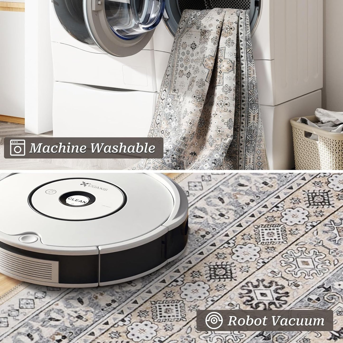 zesthome Washable Runner Rug 2.5x12 - Stain Resistant Entryway Rug,Ultra-Thin Kitchen Rugs, Anti Slip Backing Runner Rugs for Entrance Laundry Room Indoor Hallway (Beige,2.5'x12')