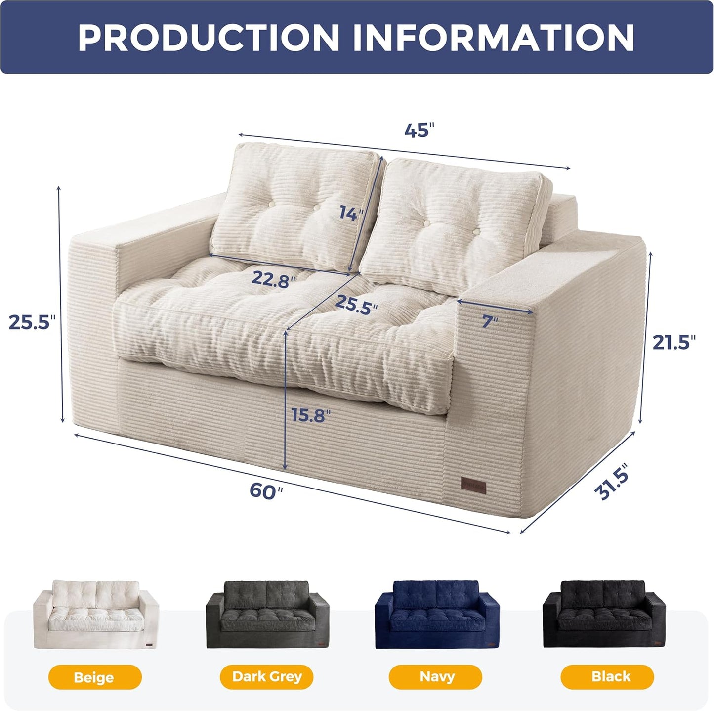 MAXYOYO Bean Bag Chair for Adults, Upholstered Floor Sofa with Armrests, Loveseat Boneless Couch with Tufted Cushion & Backrest, Sofa in A Box, Large Bean Bag Couch for Bedroom Living Room, Beige