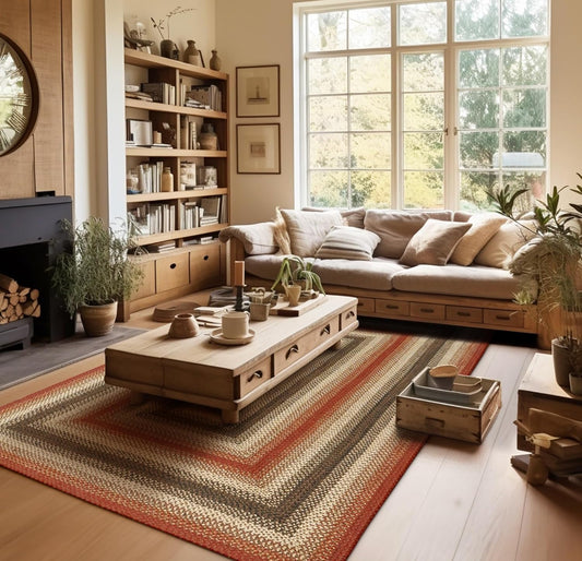Homespice Chester Braided Area Rug 5x8' Perfect Country Living Room Décor