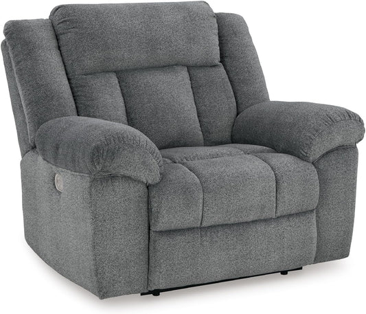 Signature Design by Ashley Tip-Off Casual Wall Hugger Power Recliner with Adjustable Headrest and USB Ports, Gray