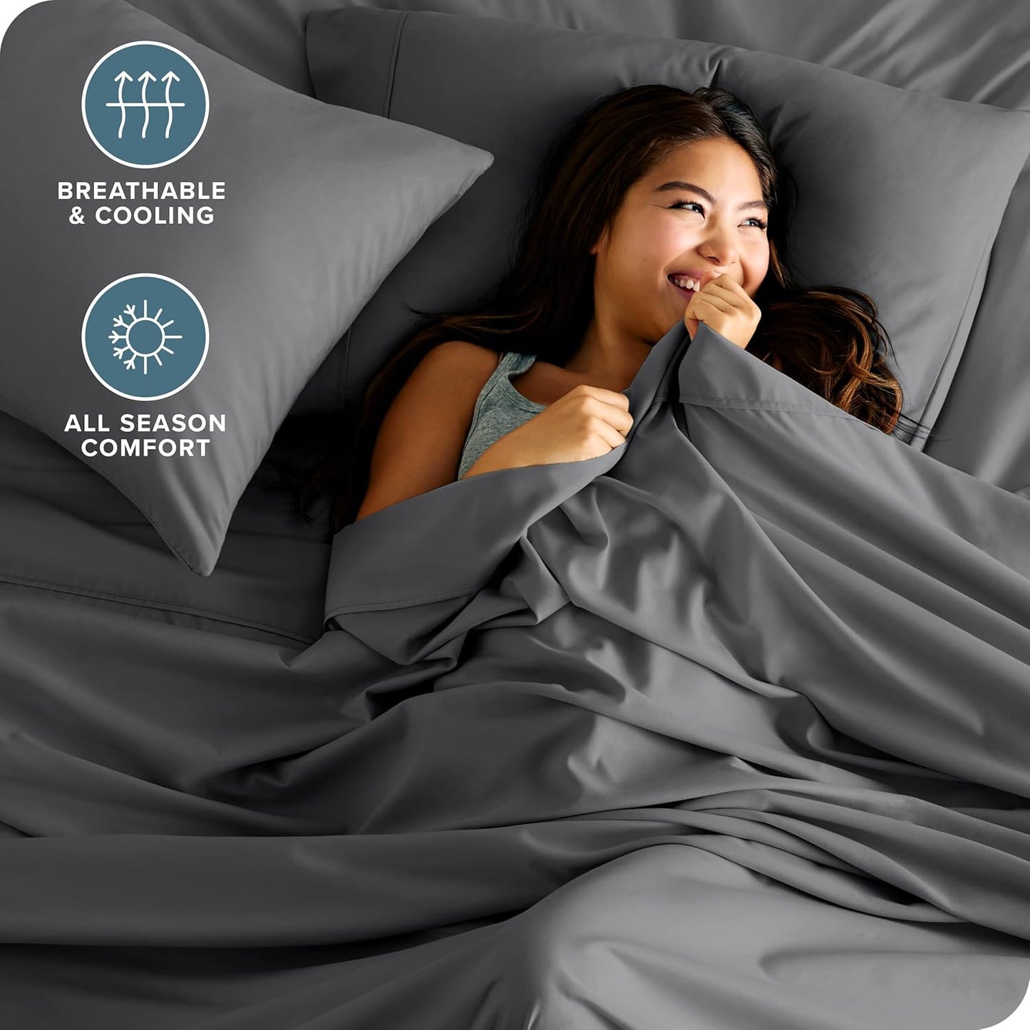 Bare Home King Sheet Set - Luxury 1800 Ultra-Soft Microfiber King Bed Sheets - Double Brushed - Deep Pockets - Easy Fit - 4 Piece Set - Bedding Sheets & Pillowcases (King, Grey)
