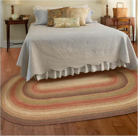 Homespice Gingerbread Jute Brown 6x9' Oval Braided Rugs for Living Room, Bedroom Rug and Dining Room. Pet Friendly. Decor Styles- Farmhouse Rug, Rustic, Vintage, Cottage, Primitive, Country, Boho Rug