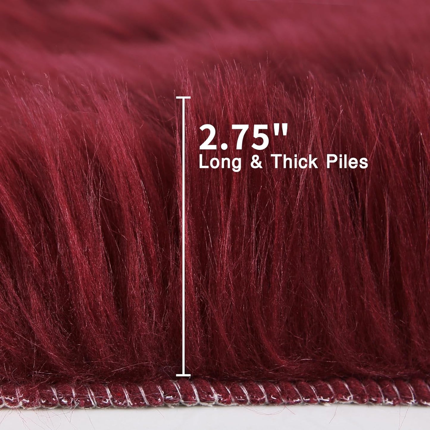 duduta Burgundy Faux Fur Round Rug 4x4 ft, Fluffy Shag Sheepskin Circle Rug for Nursery Bedroom Living Room Washable