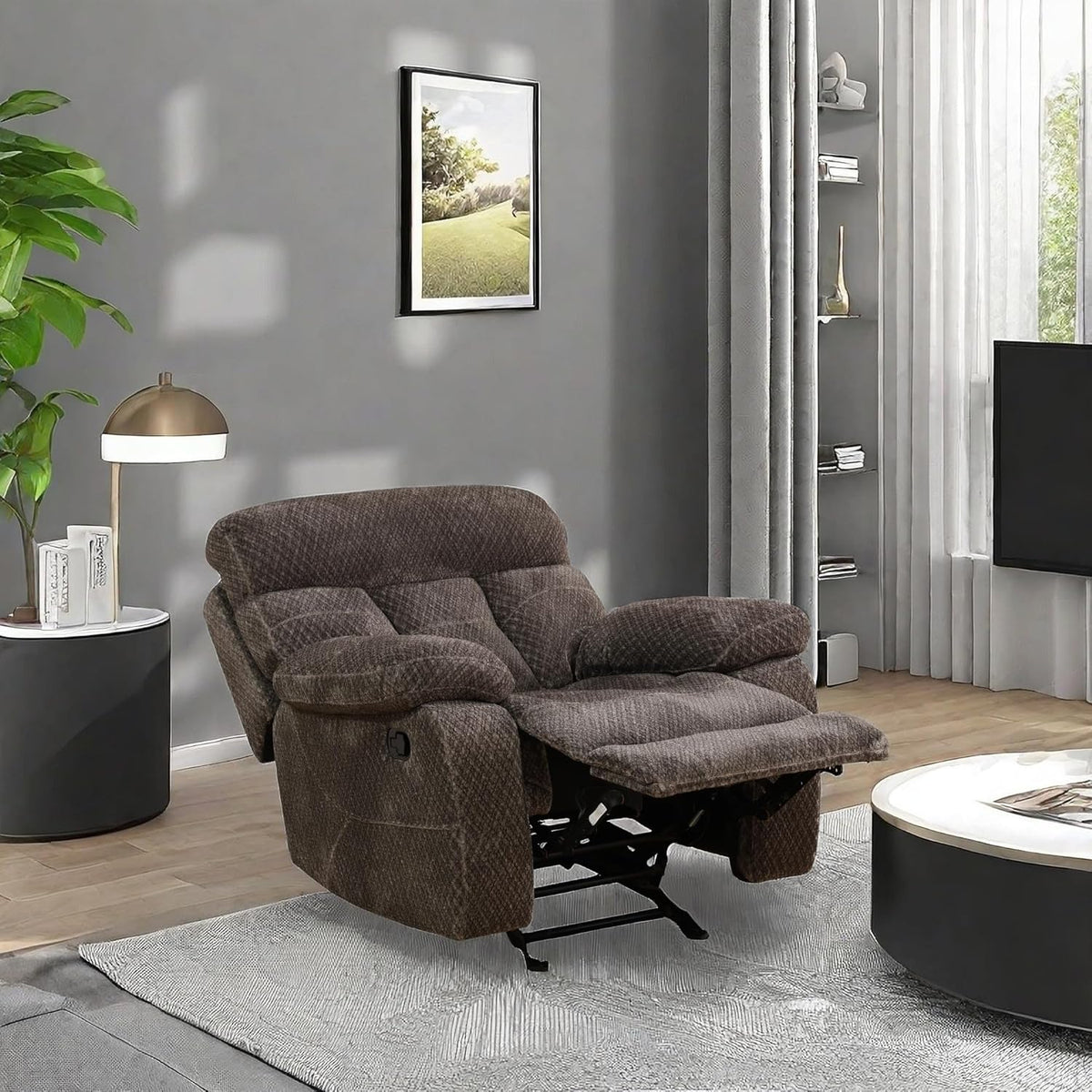 Recliner Chair, Recliner Home Theater Seating, Electric Reclining Chair for Adult, Breathing Chair for Living Room, Dark Brown