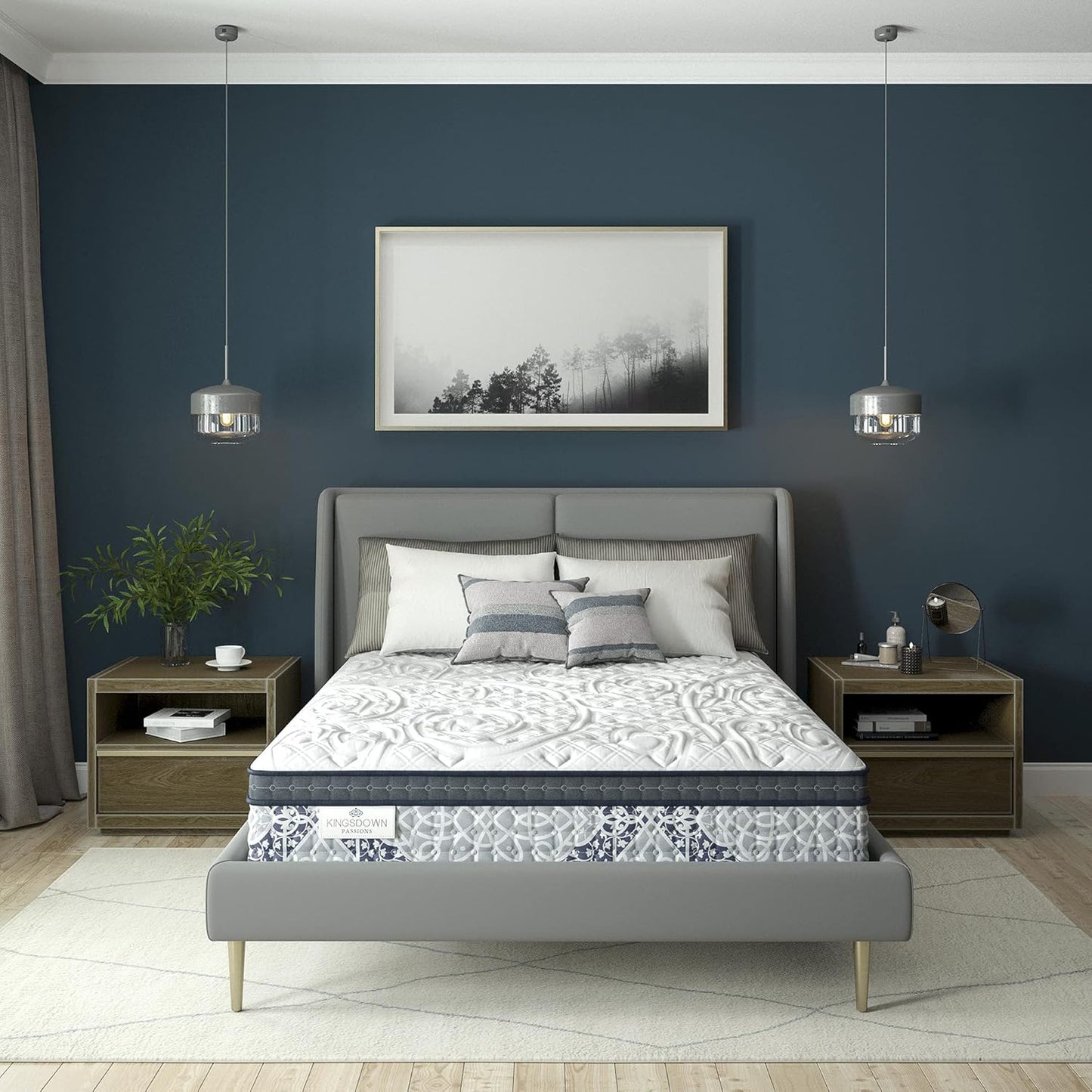 Kingsdown Firm Euro Pillow Top Hybrid King Mattress Cooling Gel Memory Foam Layer Multi-Layered Motion Isolation Cool Sleep Quilted Top Luxury Mattresses, 15-inch, Passions Engleson