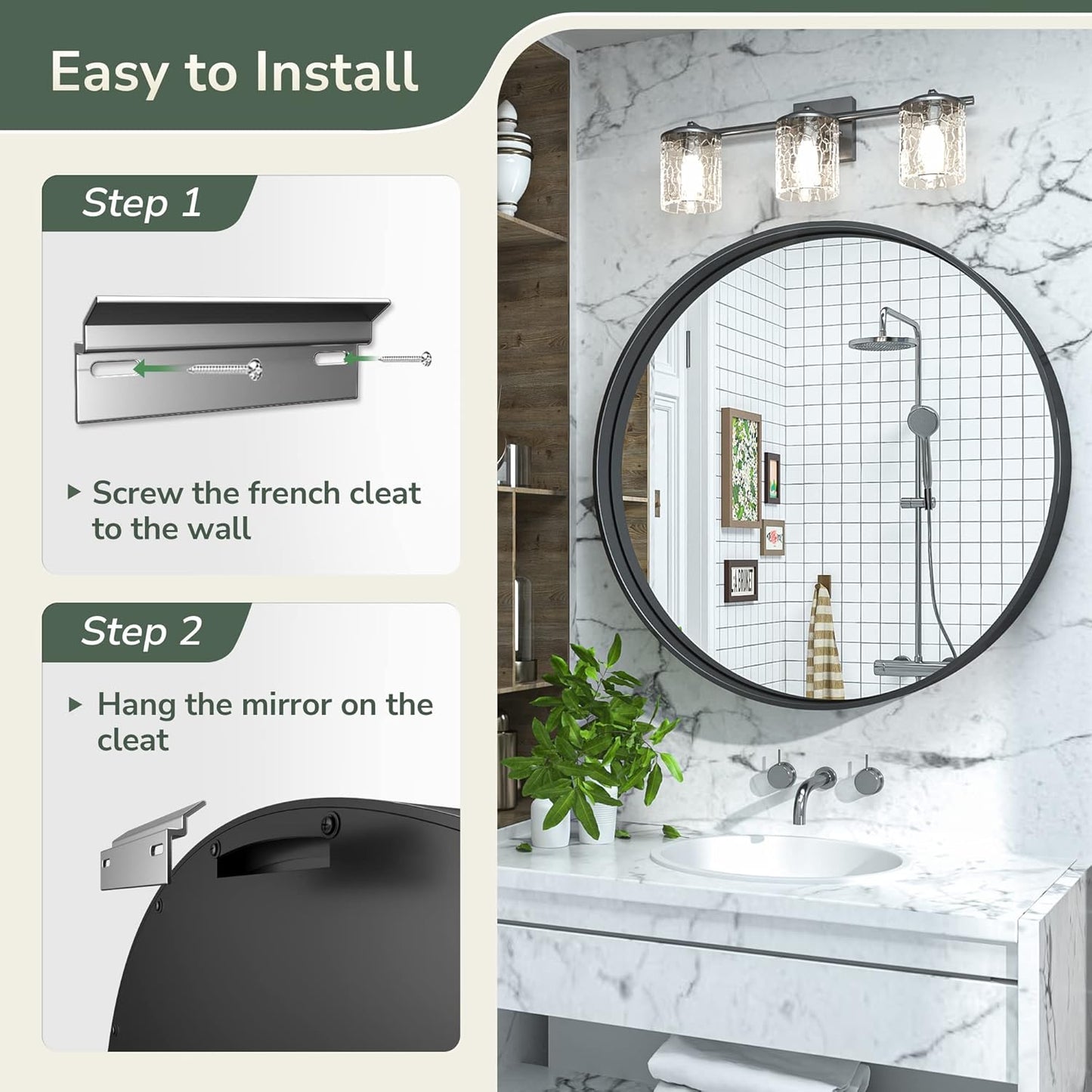 TokeShimi Black Round Mirror 30 Inch Black Circle Wall Mirror Non-Rusting Aluminum Alloy Brushed Matte Metal Frame Round Bathroom Mirror for Modern Minimalist Home Decor