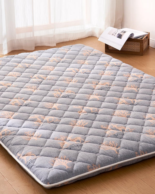 6th Generation Japanese Floor Futon Mattress - Extra-Thick 9-Layer Modern Futon with 100% High-Density Foam, Portable Floor Mattress Sleeping Pad for Adults, Guest Room, Dormitory,Single Size(25"X75")