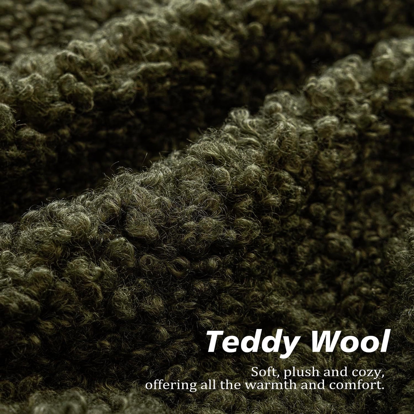 Foindtower 2 Pieces 24x24 Inch Olive Green, Faux Fur Throw Pillow Cover Accent Sherpa Furry Pillow Covers Fuzzy Soft Pillowcases Cozy Sheepskin Decorative Fleece Cushion Case for Bed Couch Living Room