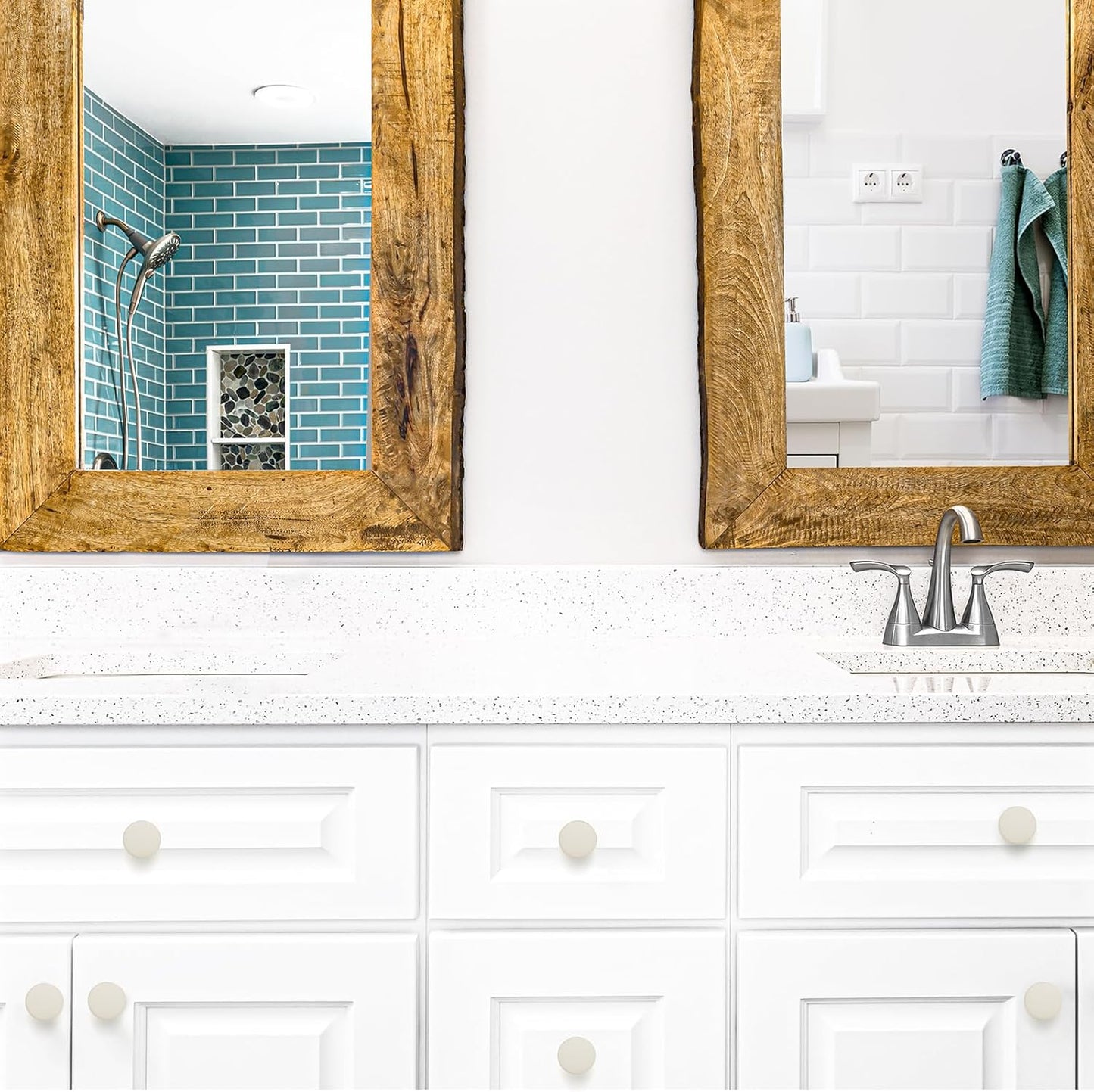 Ravinte 15 Pack Drawer Pulls 1-1/4 Inch White Kitchen Cabinet Knobs Solid Round Dresser Handles for Simple Cupboard Hardware