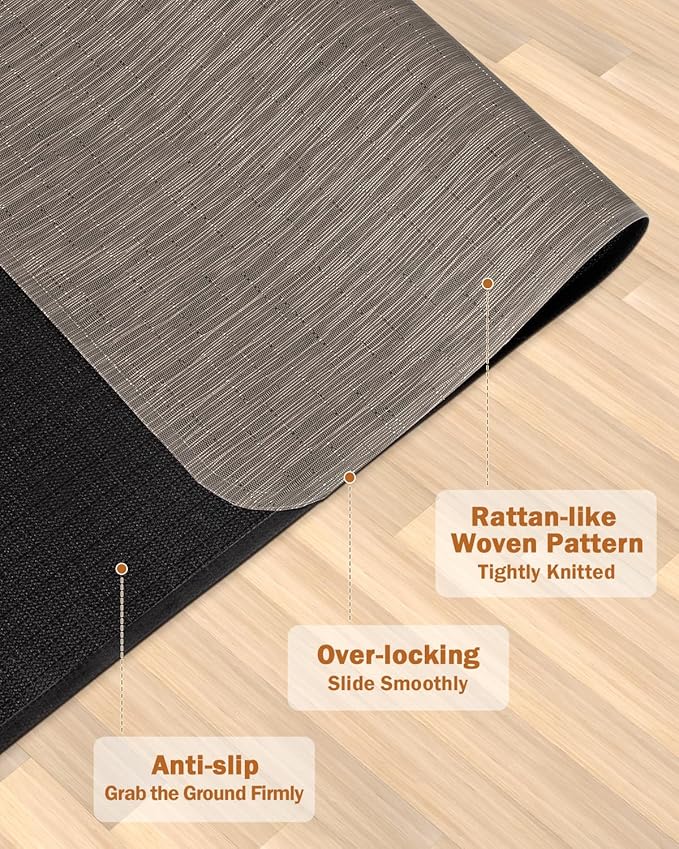 Blvornl Office Chair Mat for Hardwood Floor, 47.2"*60" Desk Computer Chair Mat for Hard Wood, Large Anti-Slip Hard Floor Protector Rolling Chair Mat, PVC Mat Desk Rug for Office and Home Dark Brown