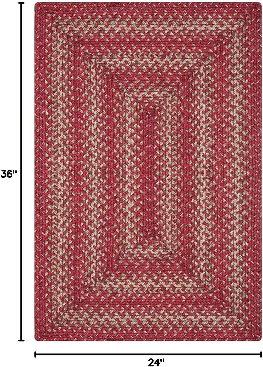 Homespice 2x3' Red Rect. Braided Rug. Apple Pie Red Jute Rug. Uses- Entryway, Kitchen Rugs, Bathroom Rugs. Reversible, Rustic, Country, Primitive, Farmhouse Decor Rug