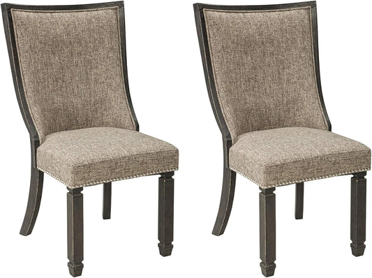 Signature Design by Ashley Tyler Creek Urban Farmhouse Upholstered Dining Chair, 2 Count, Almost Black