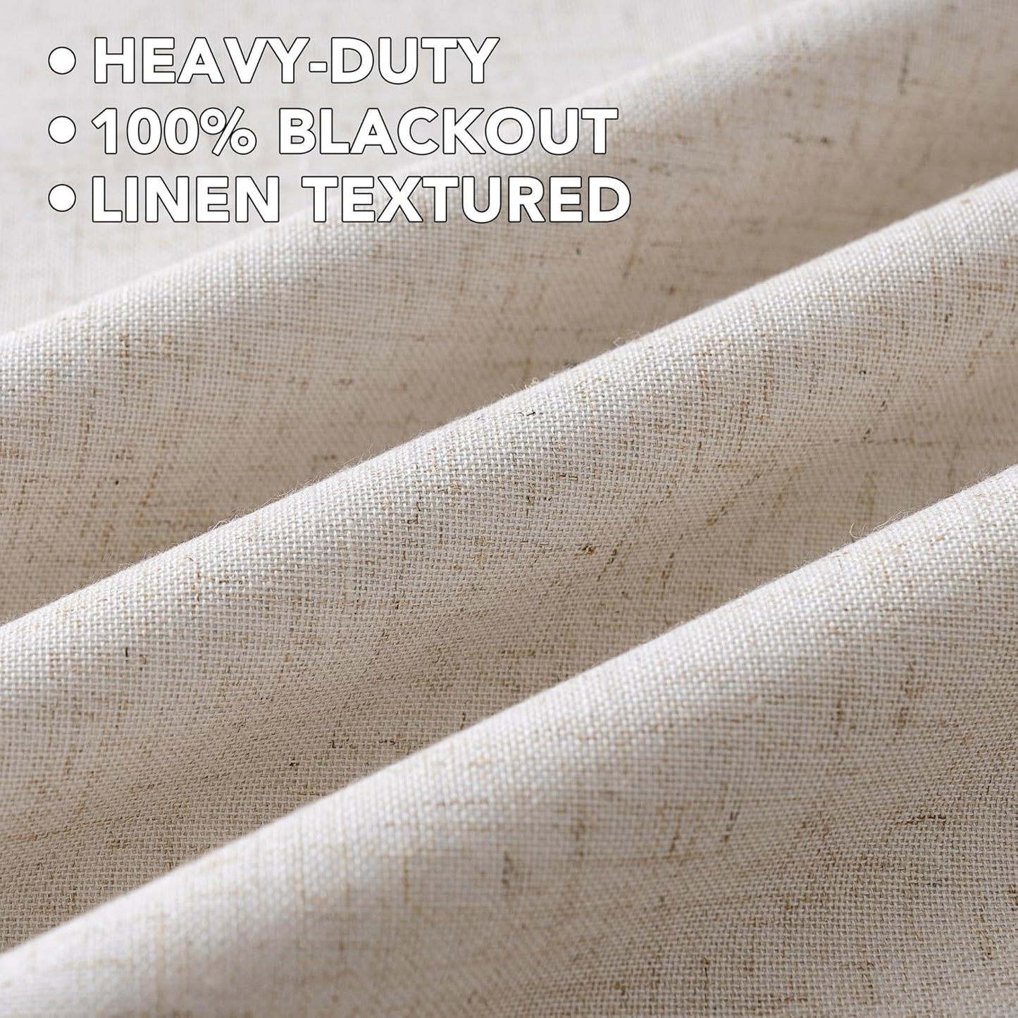H.VERSAILTEX Linen Curtains 100% Blackout Curtains for Bedroom 84 inch Long Full Light Blocking Nature Linen Blended Window Curtains for Living Room Nickel Grommet (2 Panels, Heathered Natural)