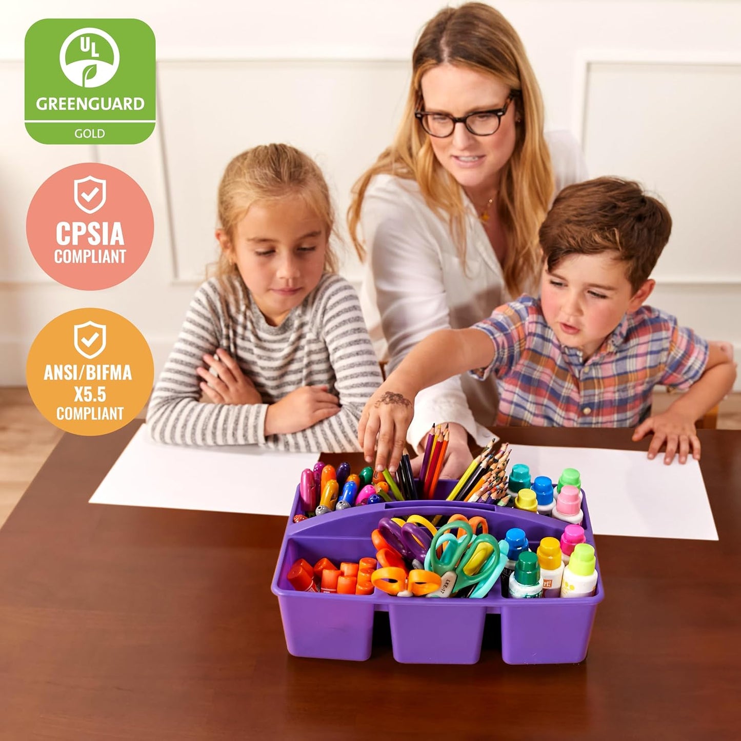 ECR4Kids 30in x 48in Rectangular Hardwood Table with 22in Legs, Kids Furniture, Dark Walnut