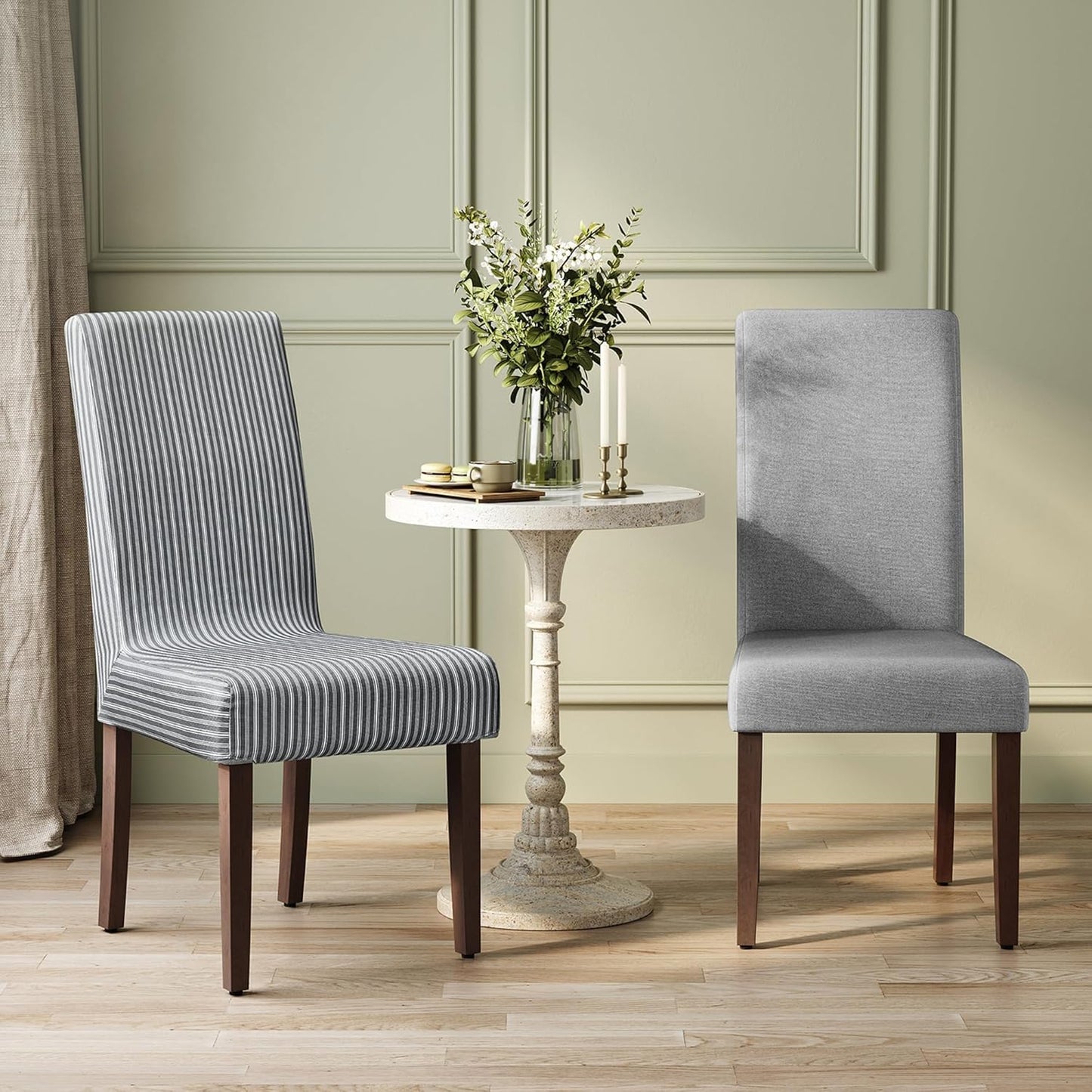 VASAGLE Dining Chairs, Parsons Chairs with Removable Fabric Cover, High Back, for Dining Room Kitchen, Set of 2, Thick Seat, 22.8 x 18.9 x 39.4 Inches, Dove Gray UKDC152G01