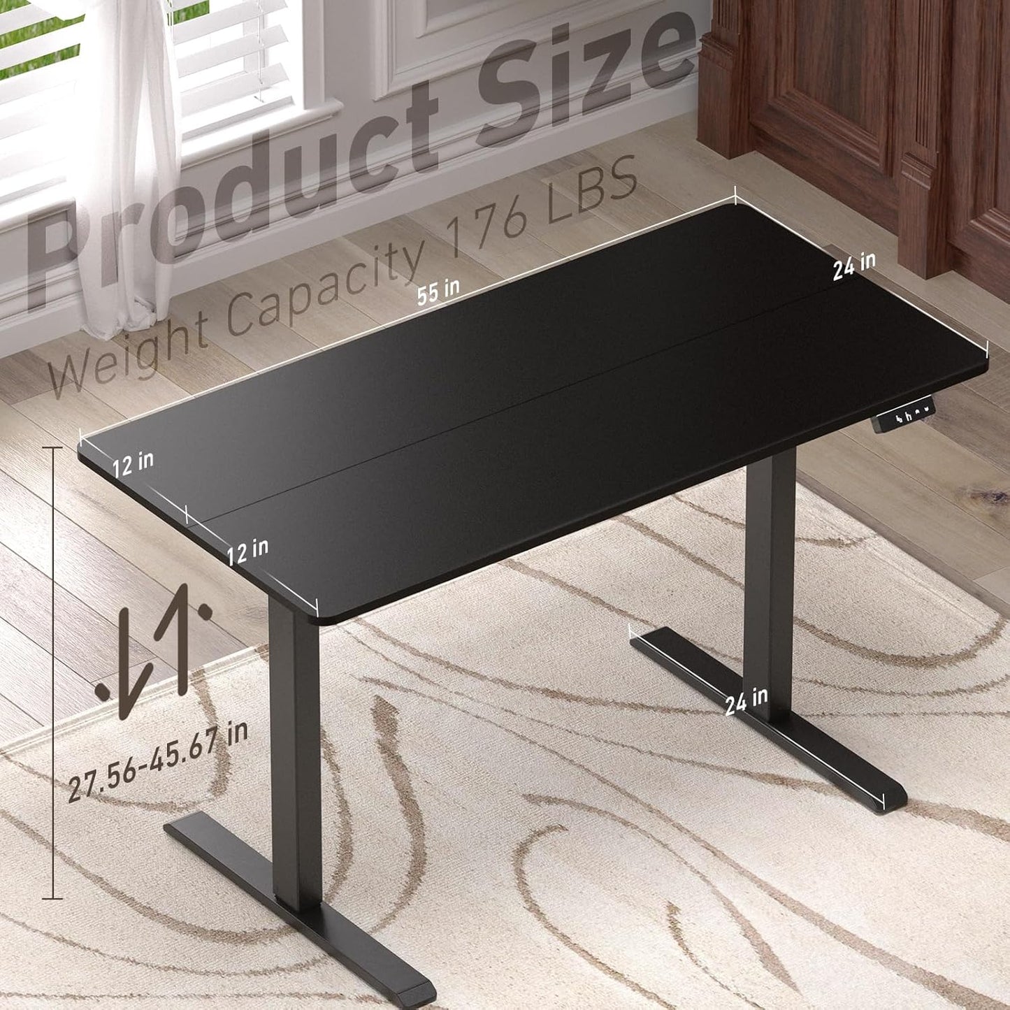 Ywin Electric Height Adjustable Standing Desk, 55 x 24 inches, Ergonomic Stand Up Desk with Wheels for Home Office