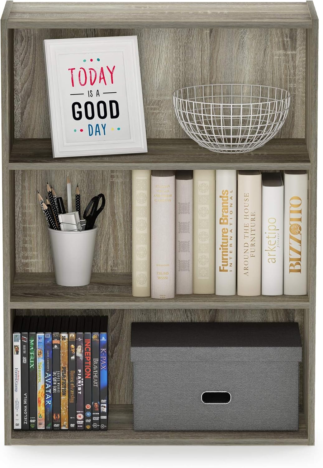 Furinno Pasir 3-Tier Open Shelf Bookcase, Sonoma Oak