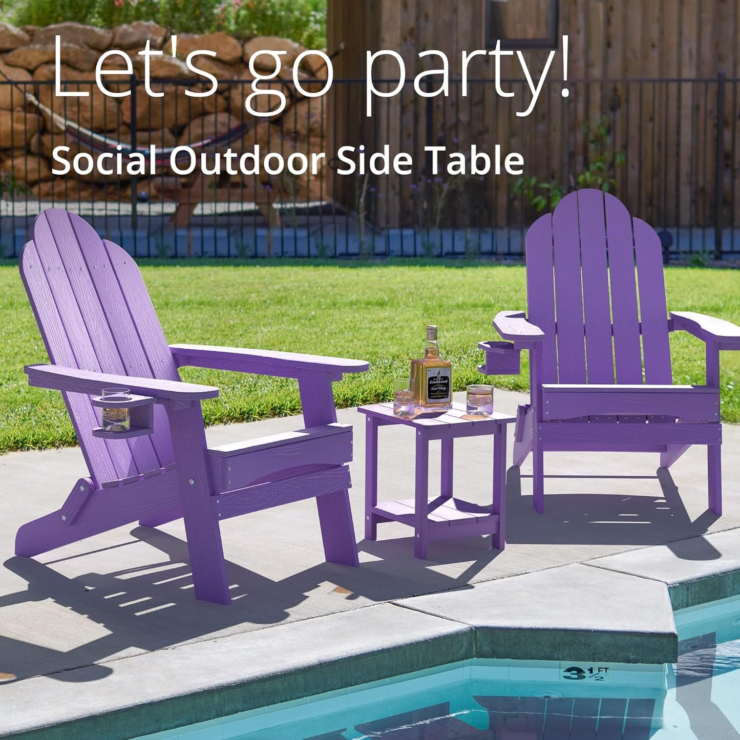 LUE BONA Adirondack Outdoor Side Table, 2-Tier Purple HDPS Patio End Table Weather Resistant, Morden Side Table for Patio, Pool, Porch